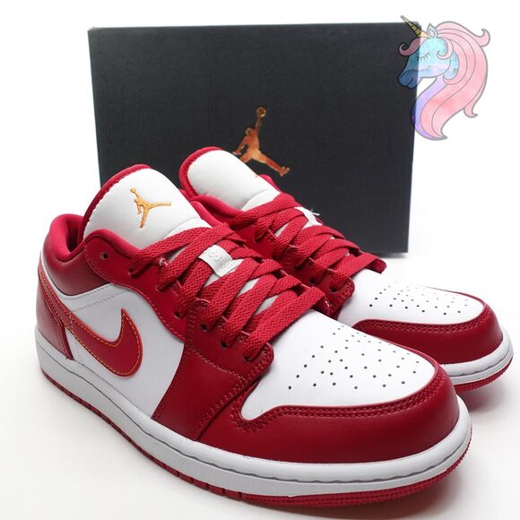 Mens Size 18 Nike Air Jordan 1 Low Cardinal Red Curry White Shoes 553558 607 New - Picture 16 of 16